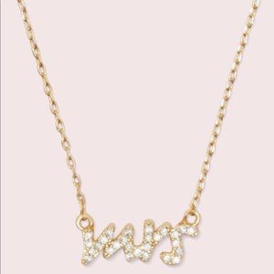 NWT Kate Spade Say Yes Mrs Necklace - Gold Pavé